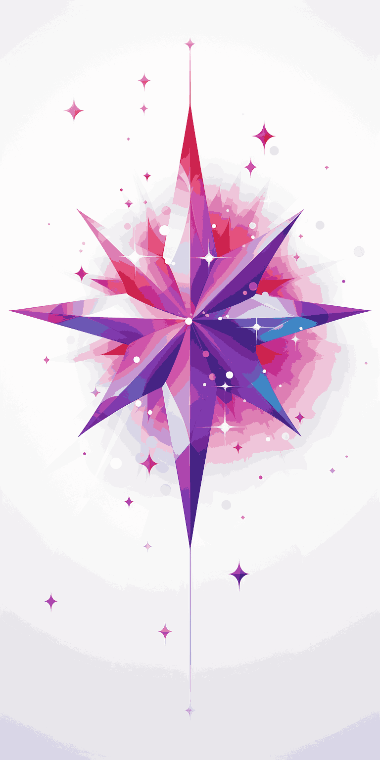 Ein purpur-rosa Stern auf einem weißen Hintergrund