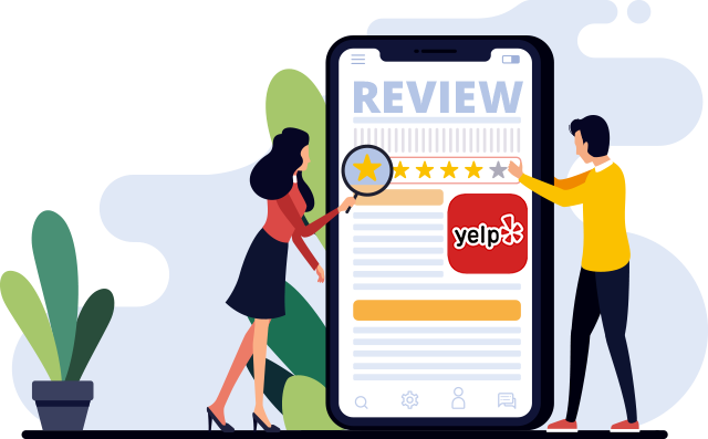 Visuelle Darstellung, wie der Kauf von Yelp Bewertungen europäische Unternehmen für internationale Touristen attraktiver macht